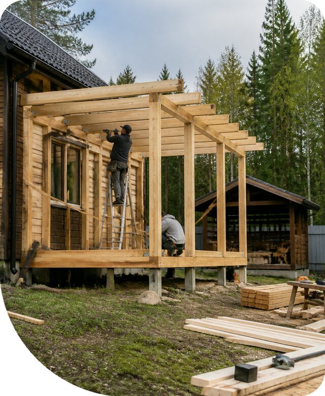 Строительство пристроек и построек на участке в Нурлате