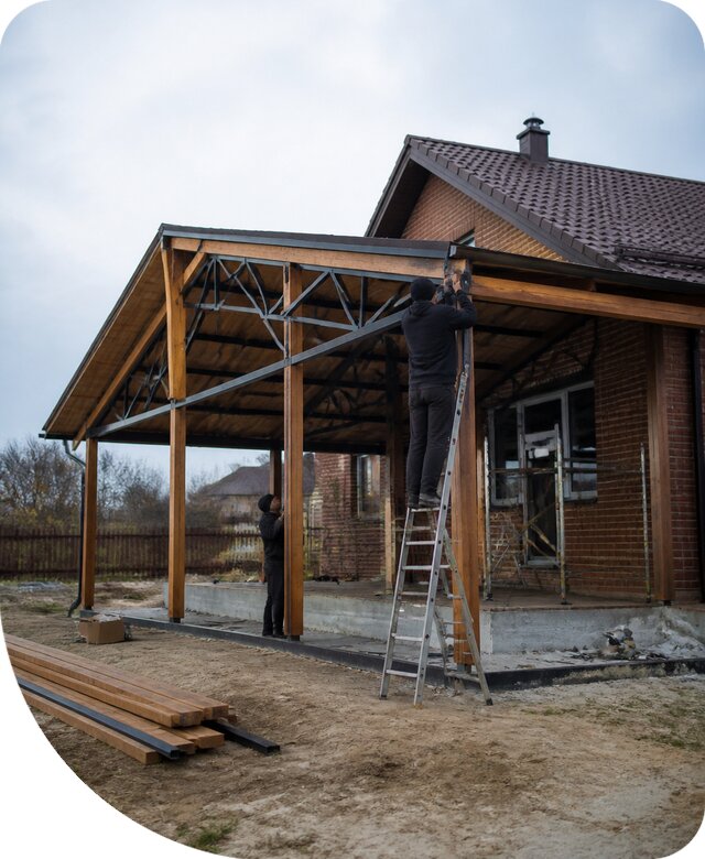 Пристройка навеса к дому и участку в Нурлате под ключ