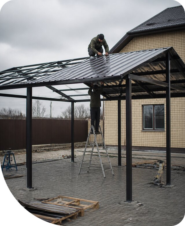 Навес из профнастила в Нурлате под ключ от производителя